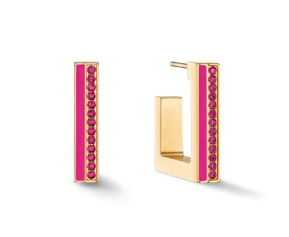 SQUARE HOOP EARRINGS WITH CRYSTALS 0133/21_0416 - MAGENTA