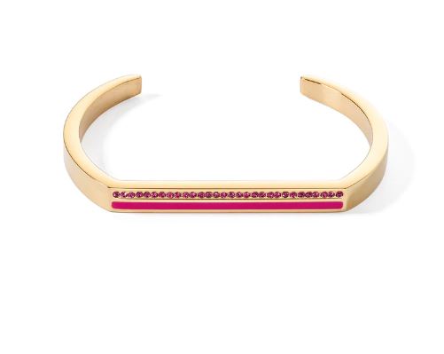MAGENTA BANGLE GOLD PLATED STAINLESS STEEL WITH CRYSTALS 0133_0416