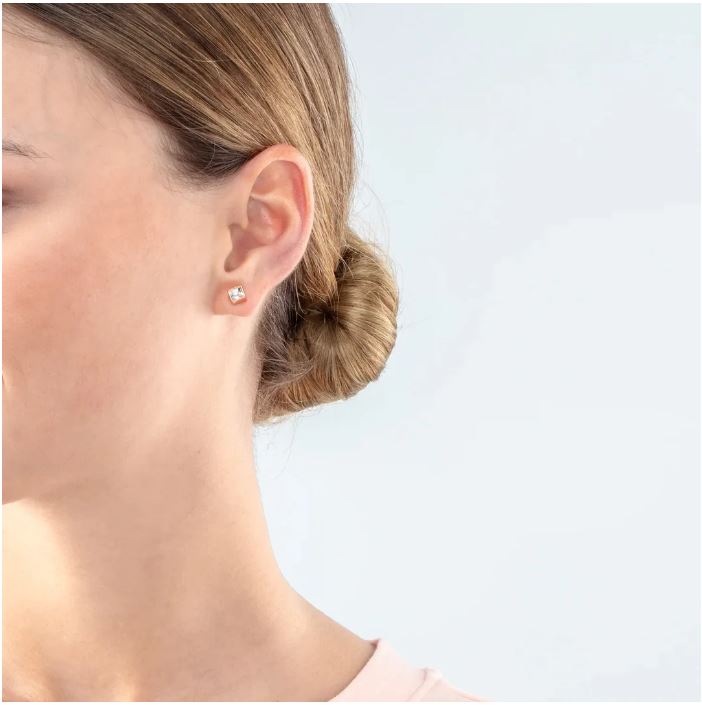 BRILLIANT SQUARE STUD EARRINGS WITH CRYSTALS 0500/21_1822 - CRYSTAL ROSE GOLD
