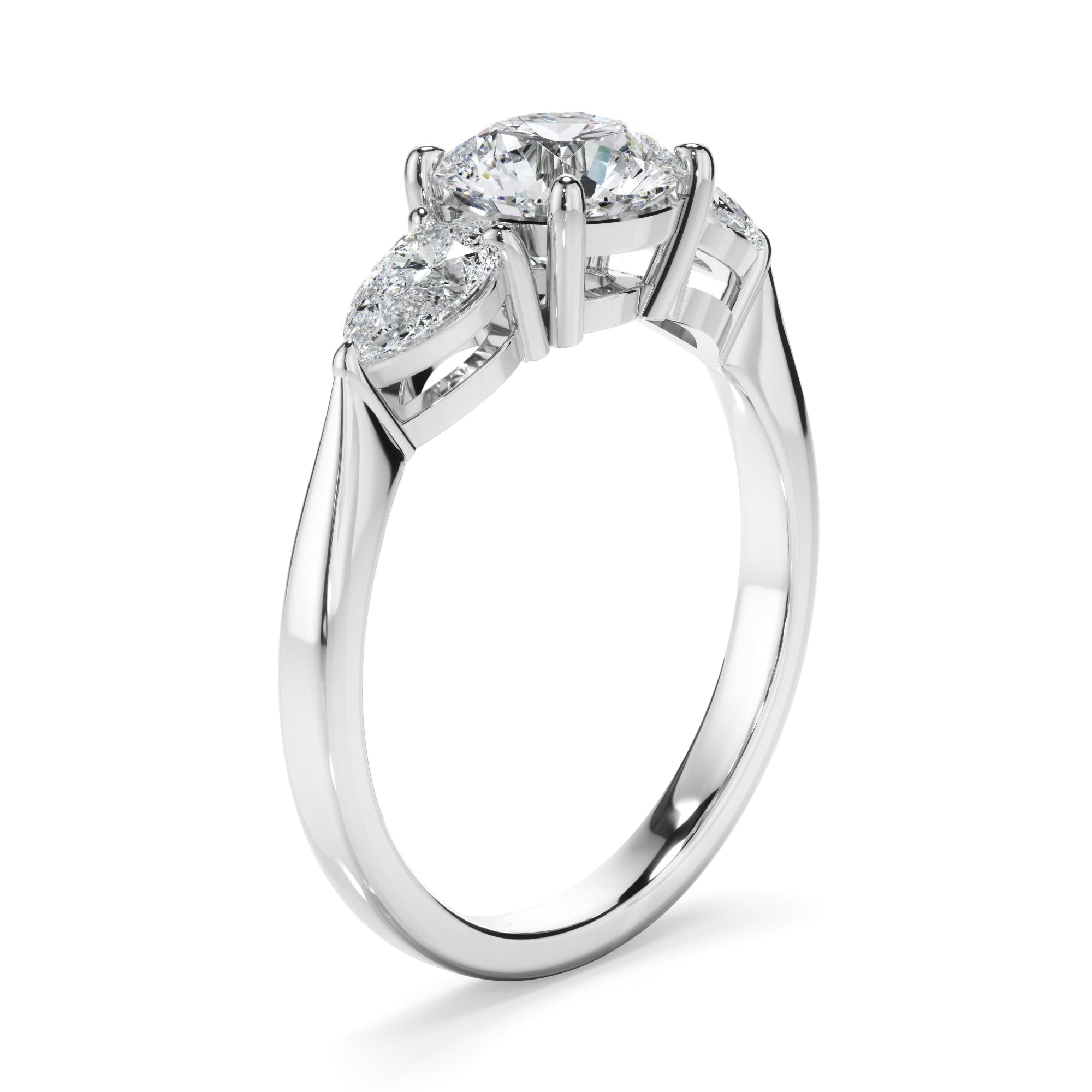 Round Brilliant Cut Diamond Trilogy Engagement Ring