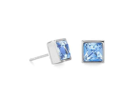 BRILLIANT SQUARE STUD EARRINGS WITH CRYSTALS 0500/21_0741 - ROYAL BLUE