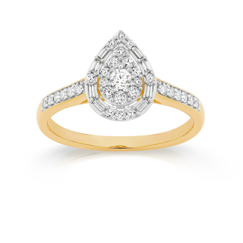 9ct 0.50ct diamond pear shape ring