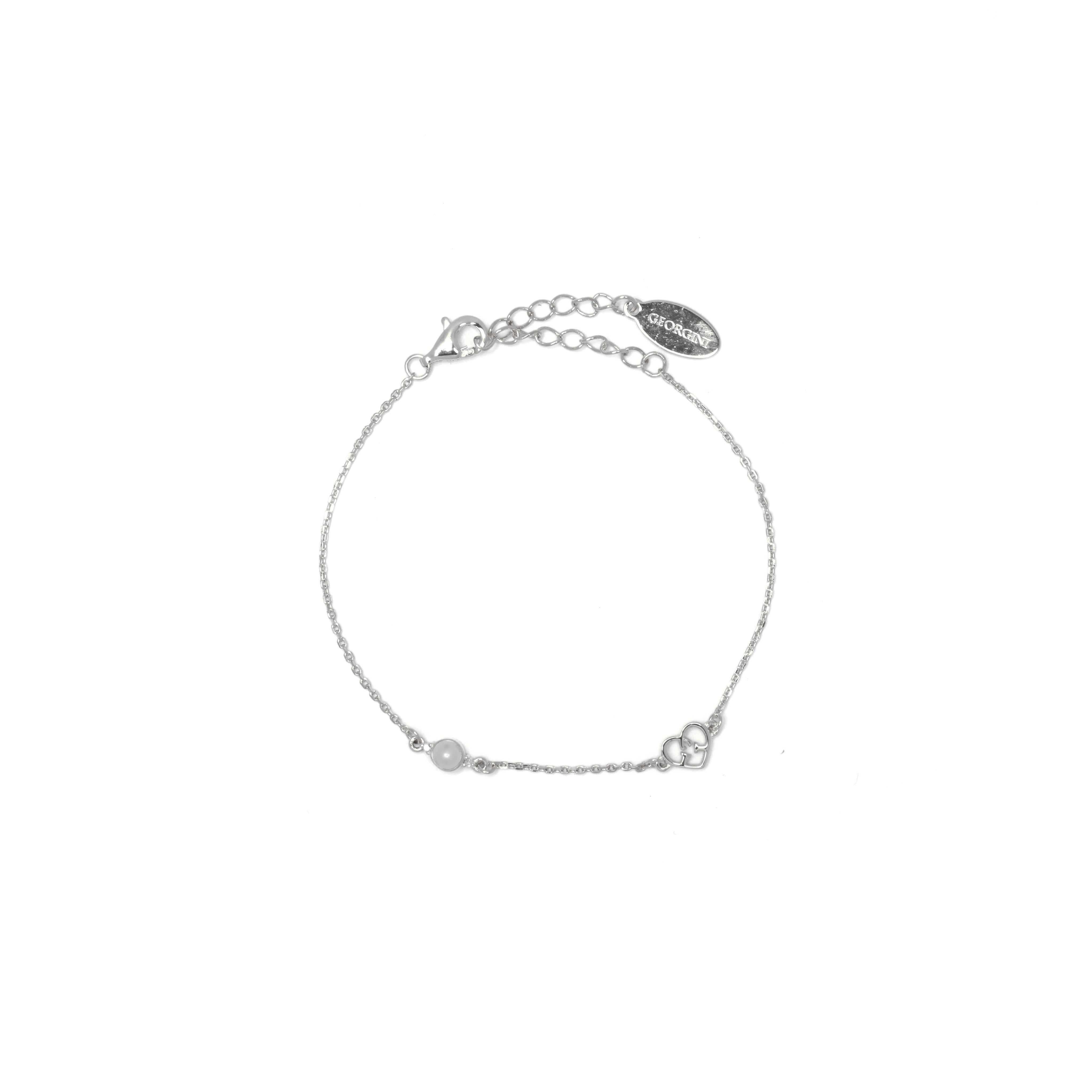Diamonds by Georgini Freshwater Pearl and Two Natural Diamond June Bracelet Silver