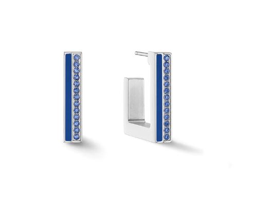 SQAURE HOOP EARRINGS WITH CRYSTALS 0133/21_0416 - BLUE