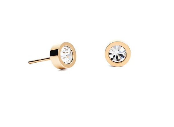 STUD EARRINGS WITH CRYSTALS 0228/21_1816 - CRYSTAL GOLD