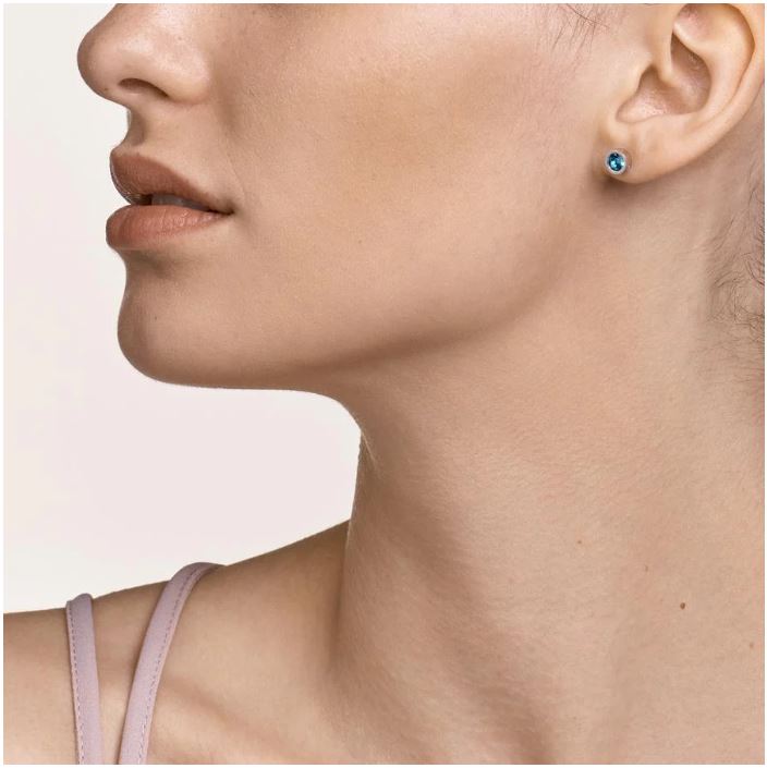 STUD EARRINGS WITH CRYSTALS 0228/21_0720 - LIGHT BLUE