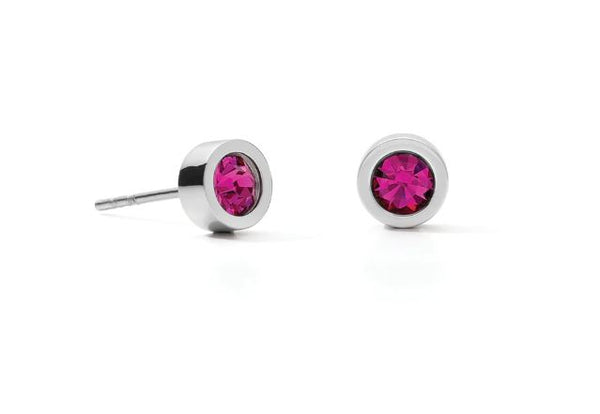 STUD EARRINGS WITH CRYSTALS 0228/21_0417 - MAGENTA