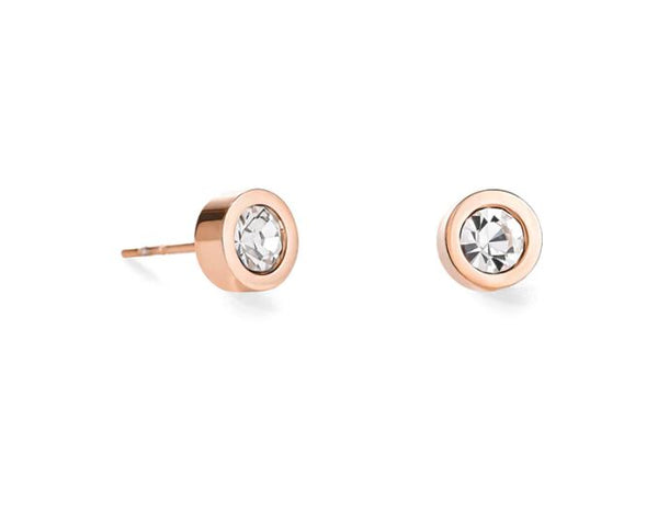 STUD EARRINGS WITH CRYSTALS 0228/21_1800 - CRYSTAL ROSE GOLD