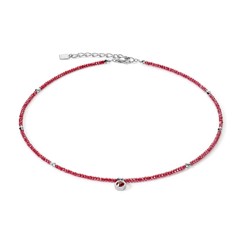 COEUR DE LION - Small Circular Crystal Stainless Steel & Red 5033_0300