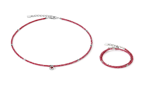 COEUR DE LION - Small Circular Crystal Stainless Steel & Red 5033_0300