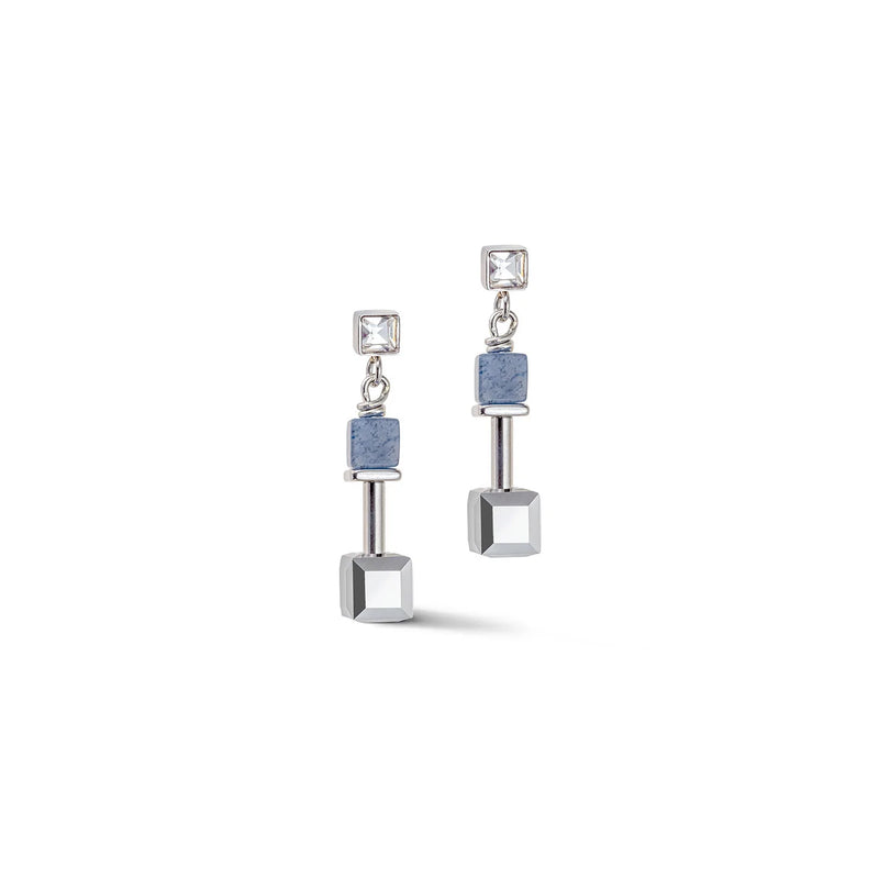 COEUR DE LION - Geo Cube Silver & Blue, Adjustable Stainless Steel 5074_0700
