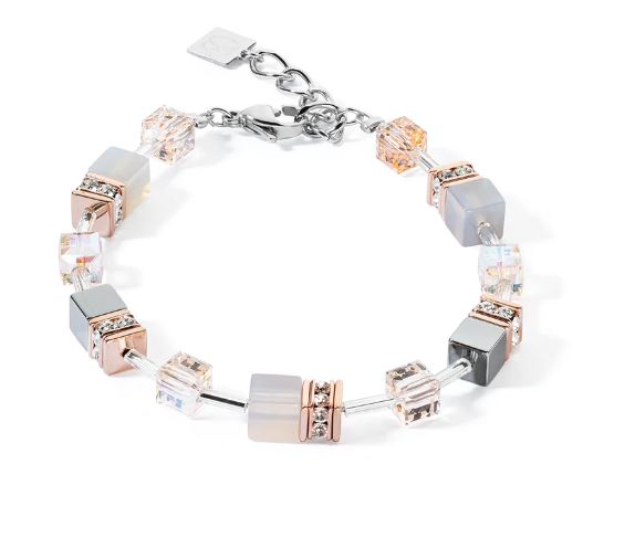 GEO CUBE AGATE & ROSE GOLD STAINLESS STEEL 4017/10_0235