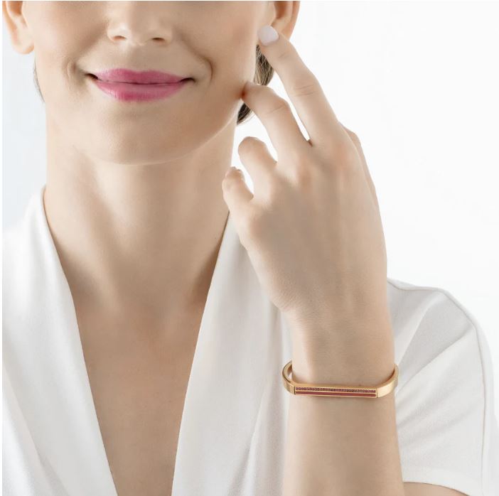 MAGENTA BANGLE GOLD PLATED STAINLESS STEEL WITH CRYSTALS 0133_0416