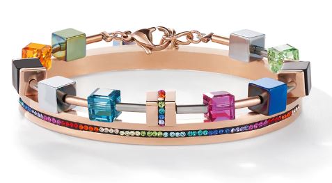 MULTICOLOURED CRYSTAL BANGLE ROSE GOLD 0226_1500
