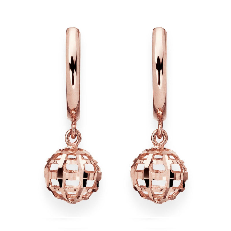 9ct rose gold sparkle drop earrings