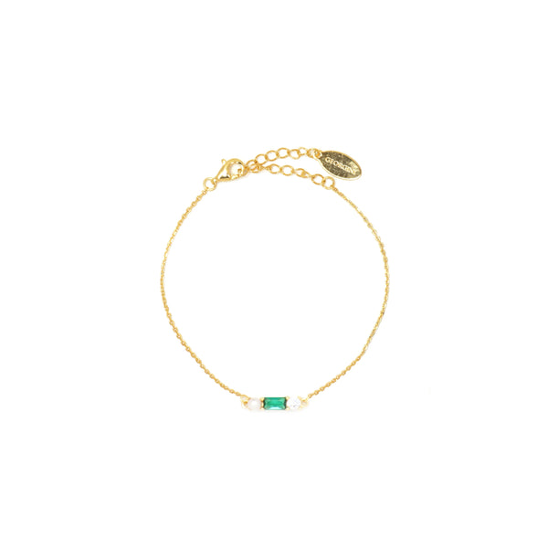 Georgini Gifts Emerald Isle Freshwater Pearl Bracelet in Emerald and Gold