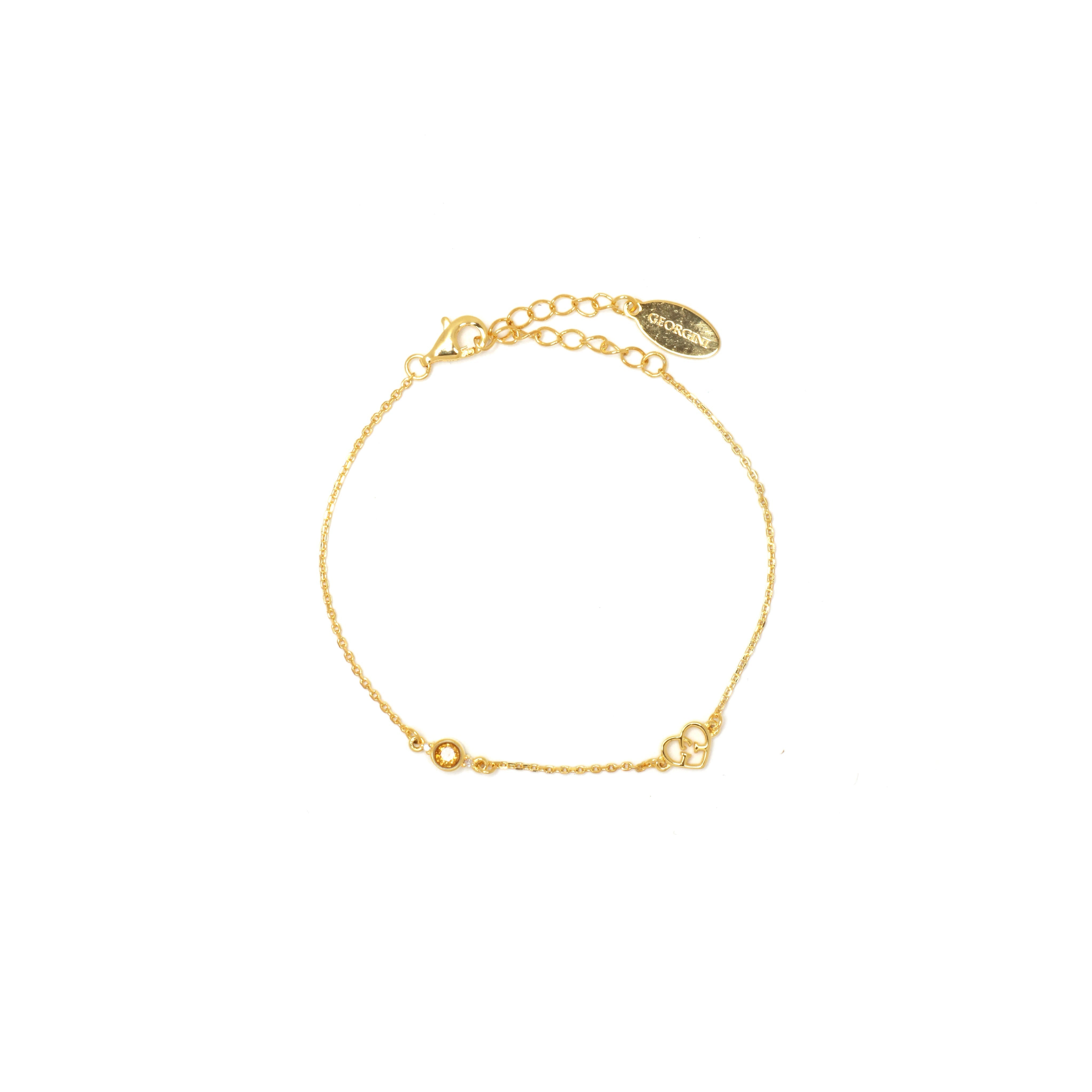 Diamonds by Georgini Natural Citrine and Two Natural Diamond November Bracelet Gold