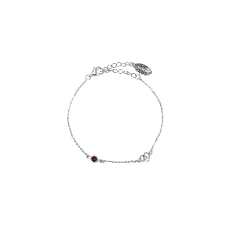 Diamonds by Georgini Natural Garnet and Two Natural Diamond January Bracelet Silver