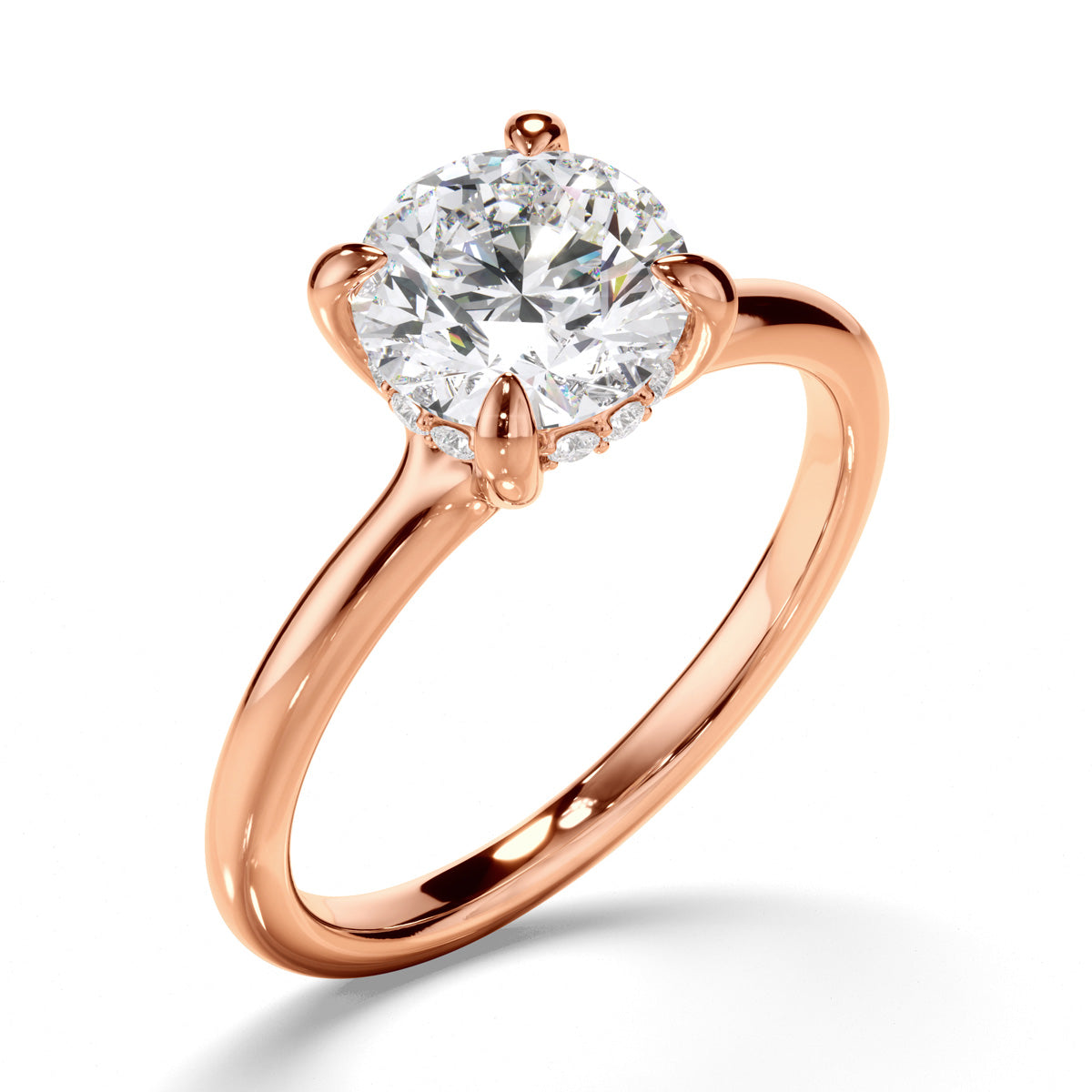 Round Brilliant Cut Diamond Hidden Halo Engagement Ring