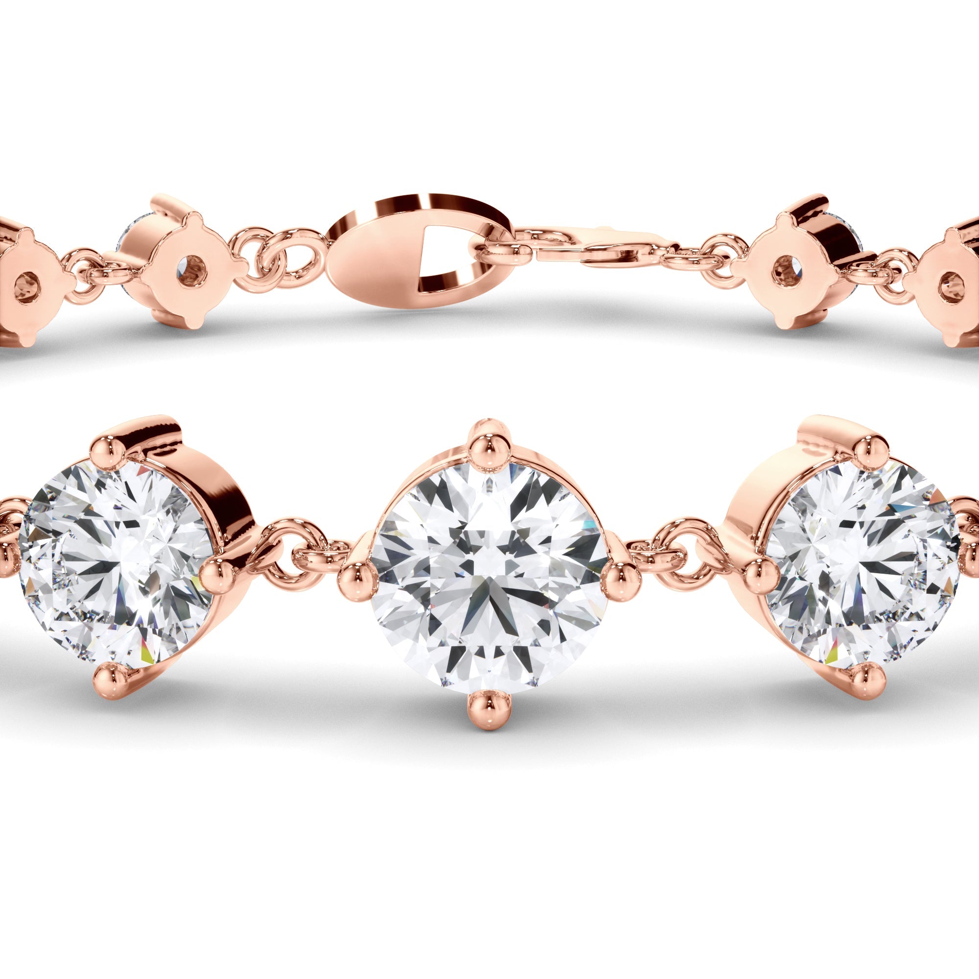 Round Brilliant Cut Natural Mined Diamond Tennis Bracelet