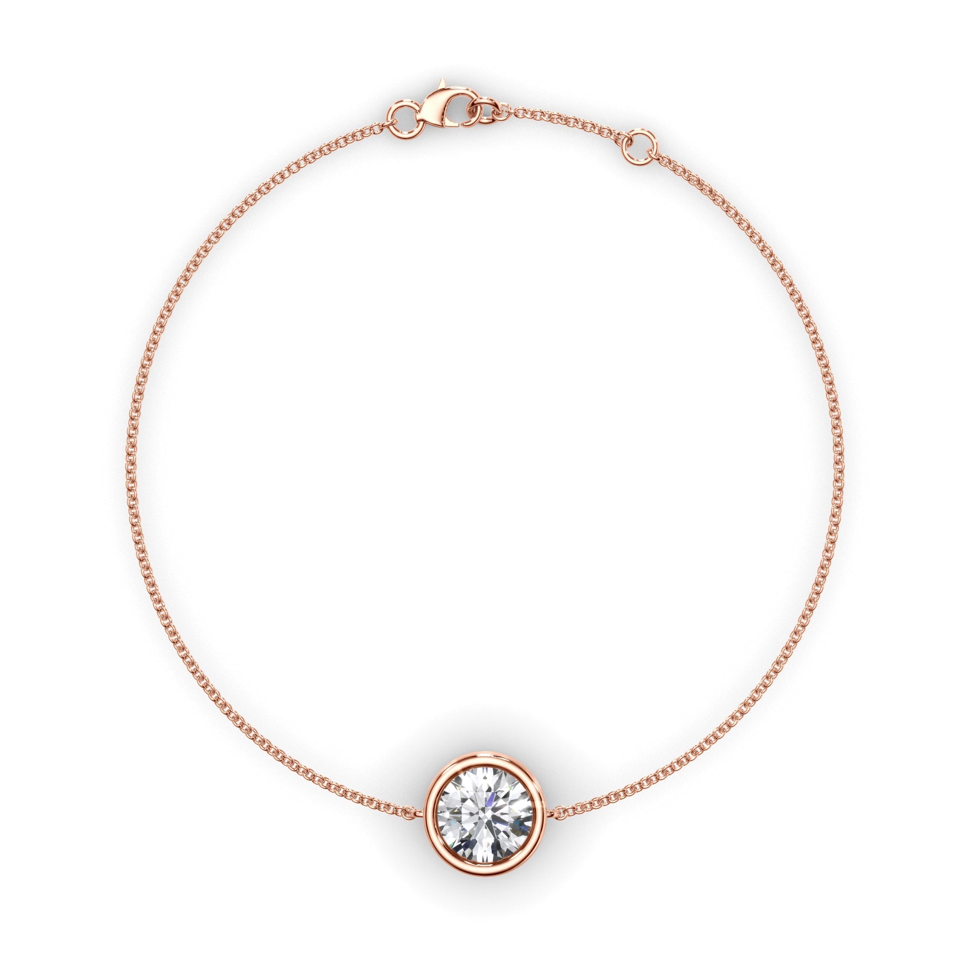 Round Brilliant Cut Diamond Bezel Set Bracelet