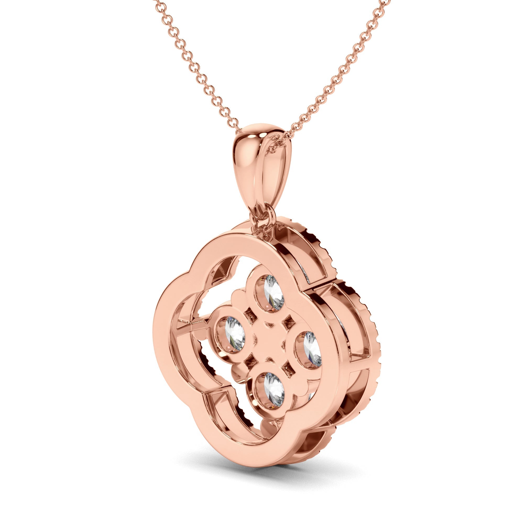 Round Brilliant Cut Diamond Clover Pendant