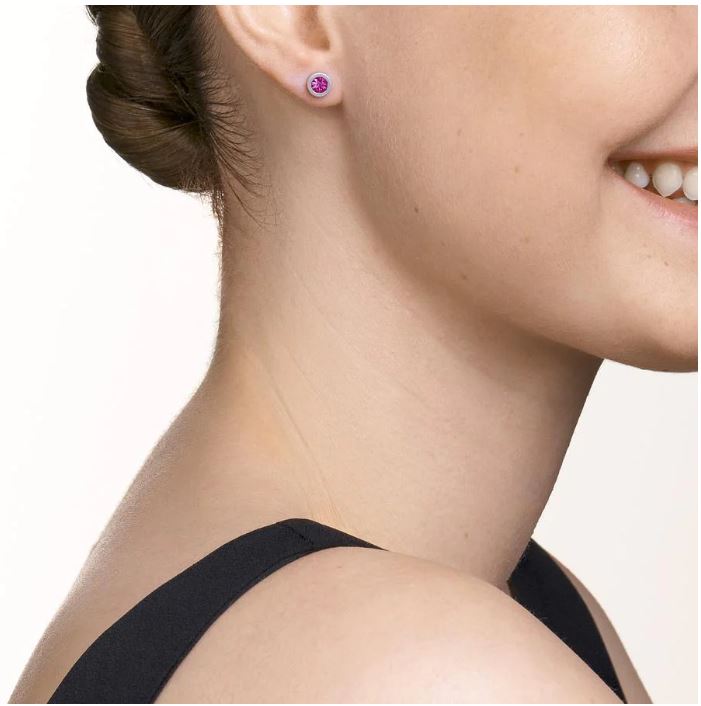 STUD EARRINGS WITH CRYSTALS 0228/21_0417 - MAGENTA