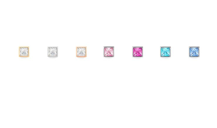 BRILLIANT SQUARE STUD EARRINGS WITH CRYSTALS 0500/21_1822 - CRYSTAL ROSE GOLD