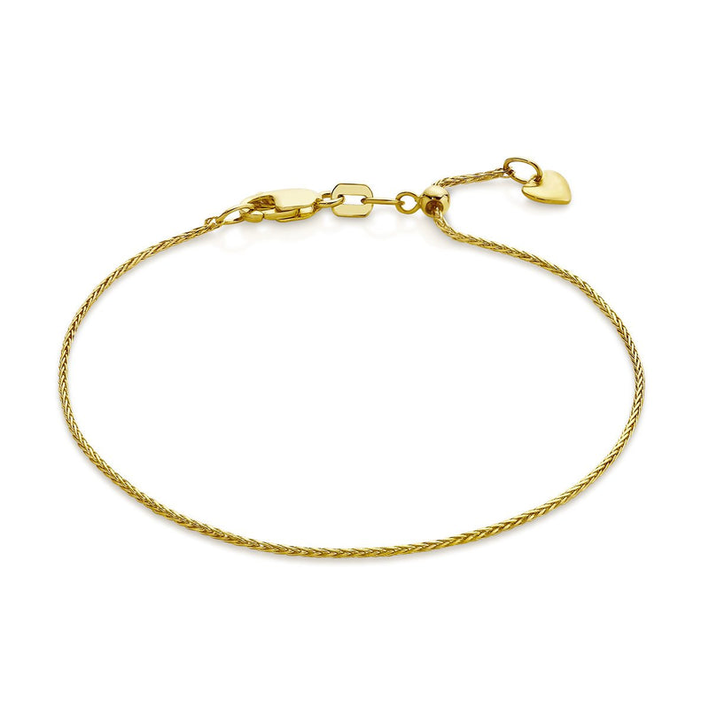 9ct Rose Gold Adjustable 1mm Magic Wheat Link Bracelet