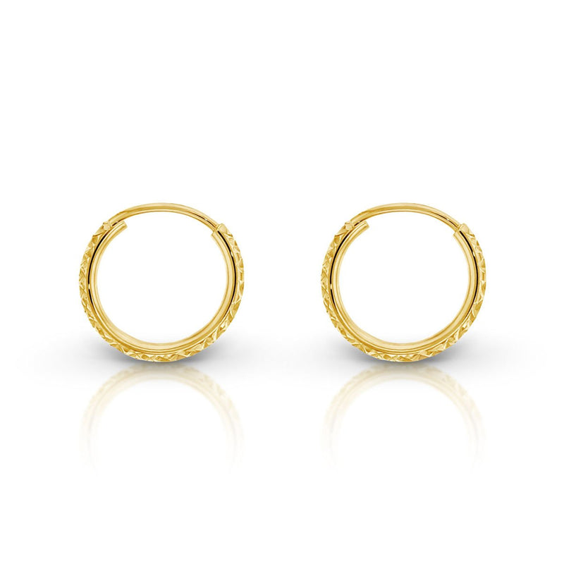 9ct Yellow Gold 10mm Diamond Cut Sleeper Earrings