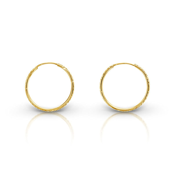 9ct Yellow Gold 20mm Diamond Cut Sleeper Earrings