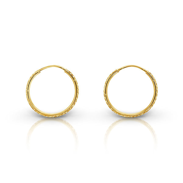9ct Yellow Gold 15mm Half Round Solid Drop Earrings