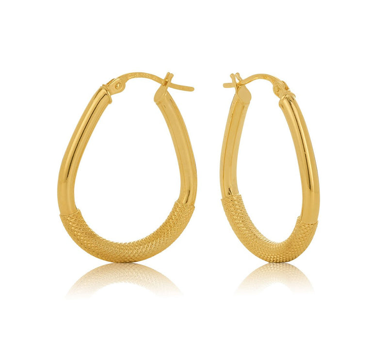 9ct Yellow Gold 2mm Round Tube 25mm Hoop Earrings