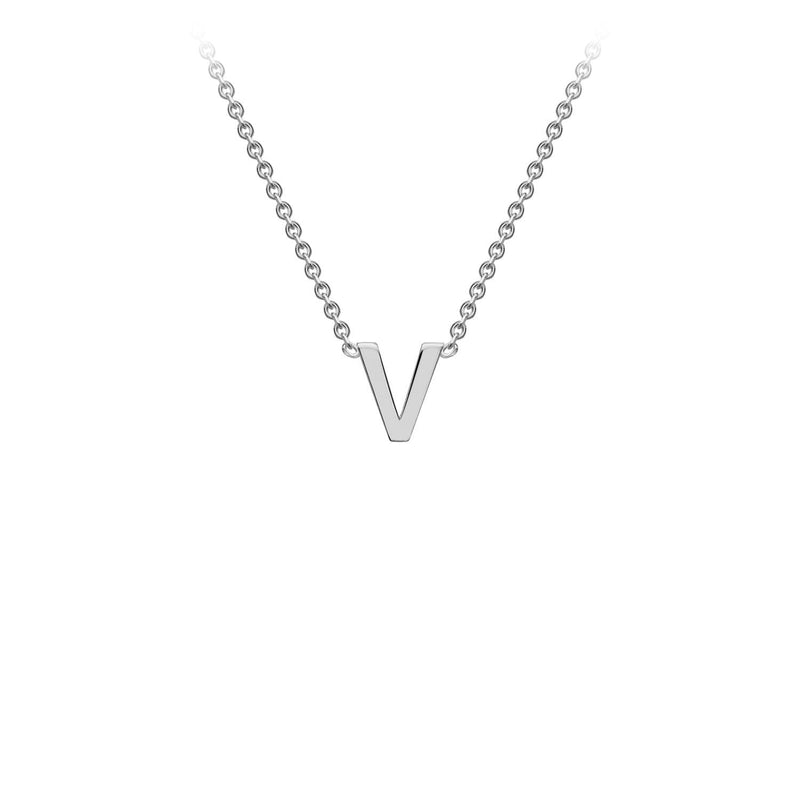 9ct White Gold 'V' Initial Adjustable Letter Necklace 38/43cm
