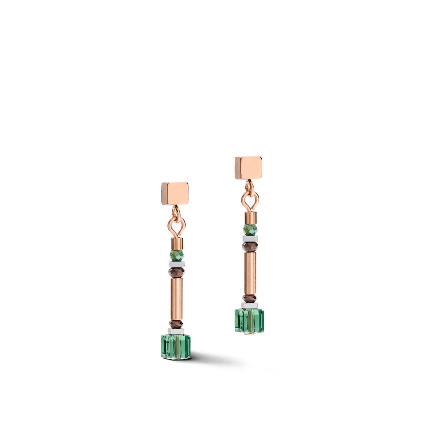 COEUR DE LION - Geocube Petrol Blue Green, Hematite & Rose Gold 5027_0537