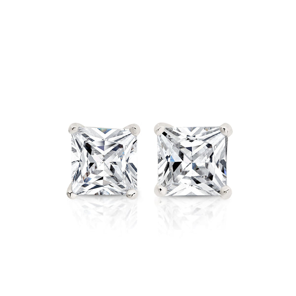 Silver square cubic zirconia studs 4mm