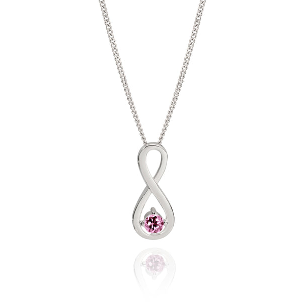 Silver pink CZ infinity pendant