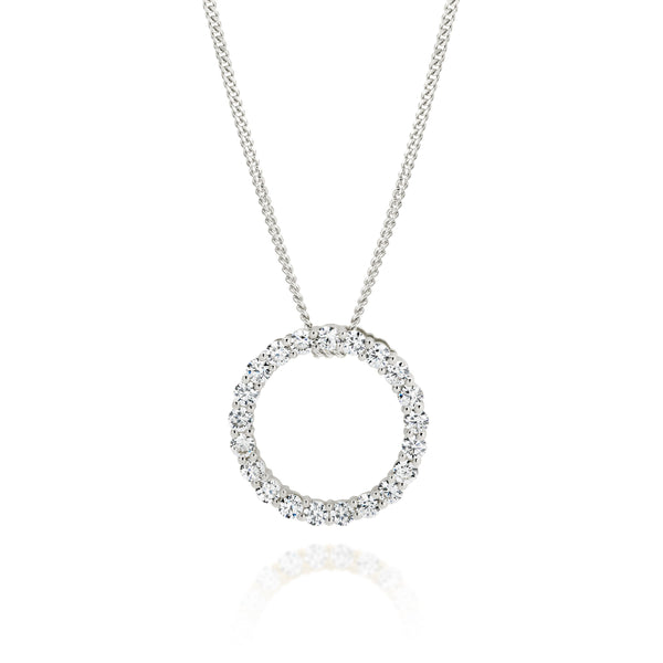 Silver cubic zirconia circle necklace