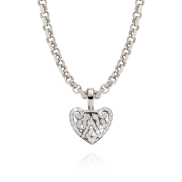 9ct white gold 0.15ct diamond heart pendant