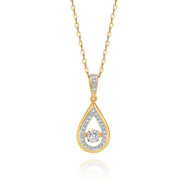 9ct gold 0.12ct dancing diamond pendant