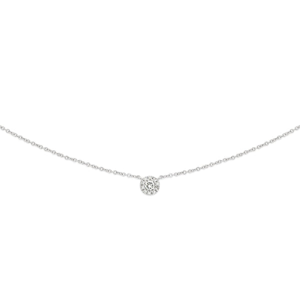 9ct white gold 0.08ct diamond halo necklet (inc. 9ct chain)