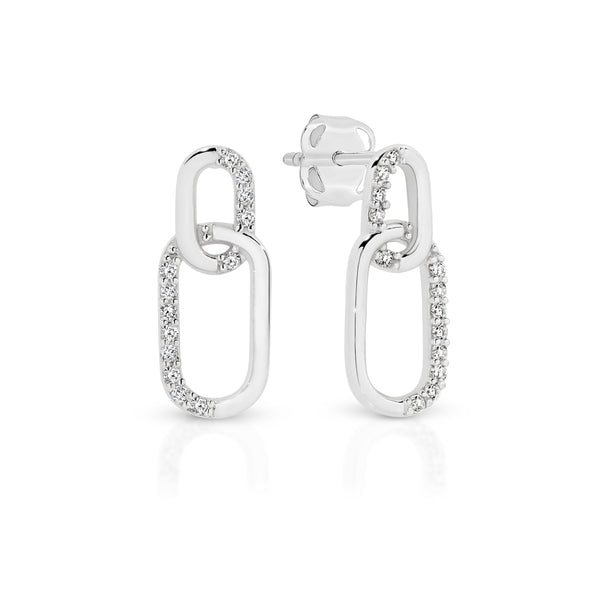 9ct white gold cubic zirconia paperclip studs