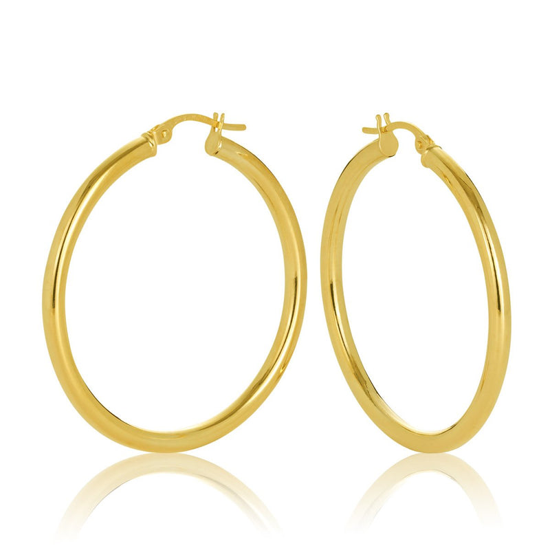 9ct Yellow Gold 30mm Round 2.5m Hoop Earrings