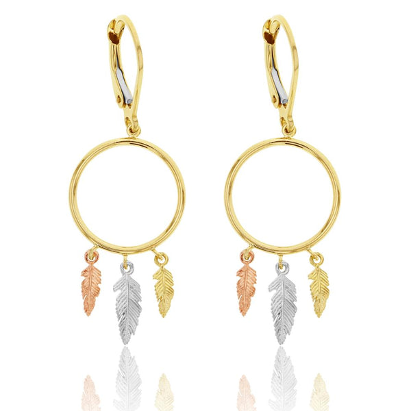Feather Drop Earrings in 9ct Gold