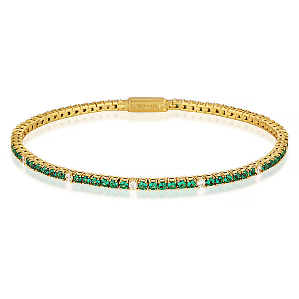 Georgini Milestone Emerald 2mm Tennis Bracelet in Gold