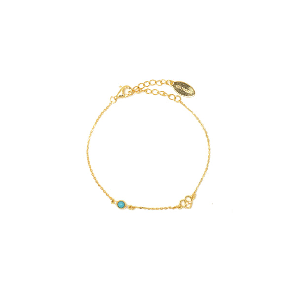 Diamonds by Georgini Natural Turquoise and Two Natural Diamond December Bracelet Gold