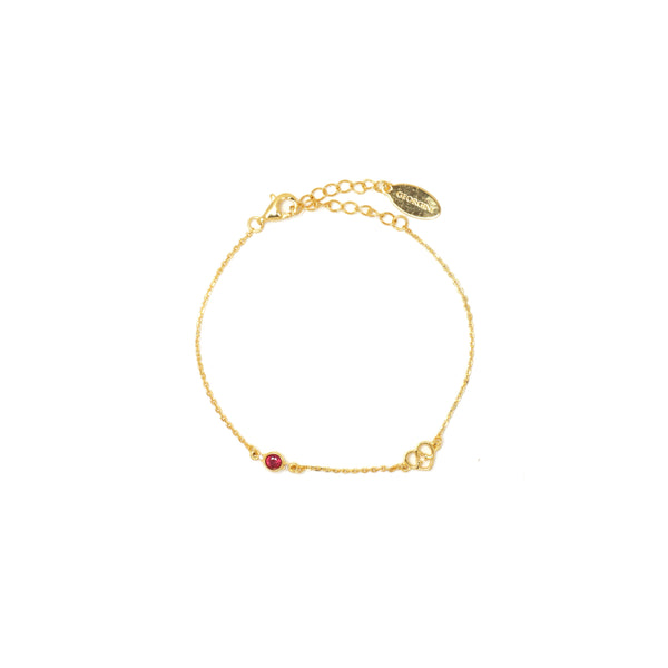 Diamonds by Georgini Natural Ruby and Two Natural Diamond July Bracelet Gold