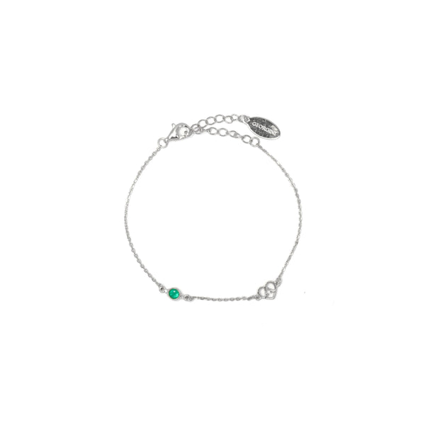 Diamonds by Georgini Natural Green Agate and Two Natural Diamond May Bracelet Silver