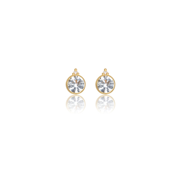 Diamonds by Georgini Natural Topaz and Two Natural Diamond April Earrings Gold