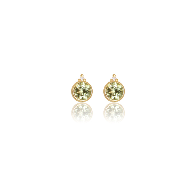 Diamonds by Georgini Natural Peridot and Two Natural Diamond August Earrings Gold